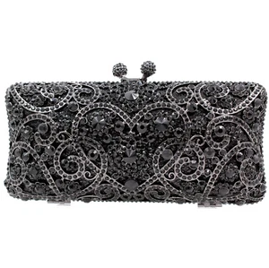 Evening luxury bling crystal clutch purse bag Bridal Rose Gold Silver AB Black - Picture 1 of 10
