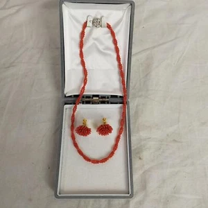 Necklace Pierce set Red fox Gsilver notation Cute Good condition - Picture 1 of 10