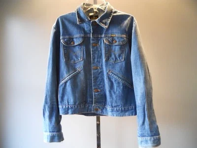 复古 20 世纪 60 年代牧马人蓝色铃铛牛仔裤夹克 Rockabilly 西部牛仔布 42 — 第 1/4 张图片