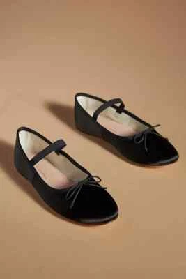 Loeffler Randall Leonie Ballet Mary Jane Flat Anthropologie Negro Satinado 7/38 NUEVO Foto 1 de 4
