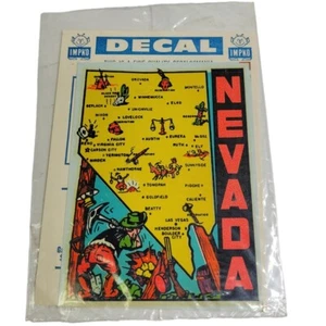 Mid Century State Decal IMPKO Nevada Miner Gold Nuggets Neon Pink Yellow Skull - Picture 1 of 4