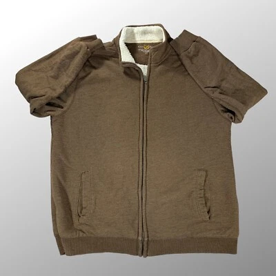 Club Room Jacket Men's XL Sherpa Fleece Lined Brown Sweatshirt Bomber Jacket - Image 1 of 4