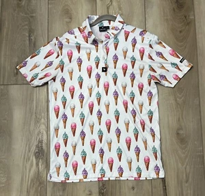 Bad Birdie Polo Shirt Mens Ice Cream Cones Golf Stretch Size Small - Picture 1 of 6