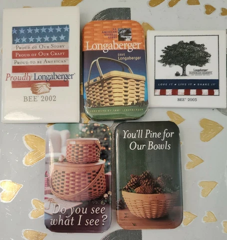 RARE Lot Of 5 Longaberger Basket Sales Pins Early 2000's Cover