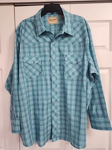Camisa Wrangler Perla Botón a Presión Western L/S Talla 3XL Cuadros Azul Teal Multicolor - Imagen 1 de 5