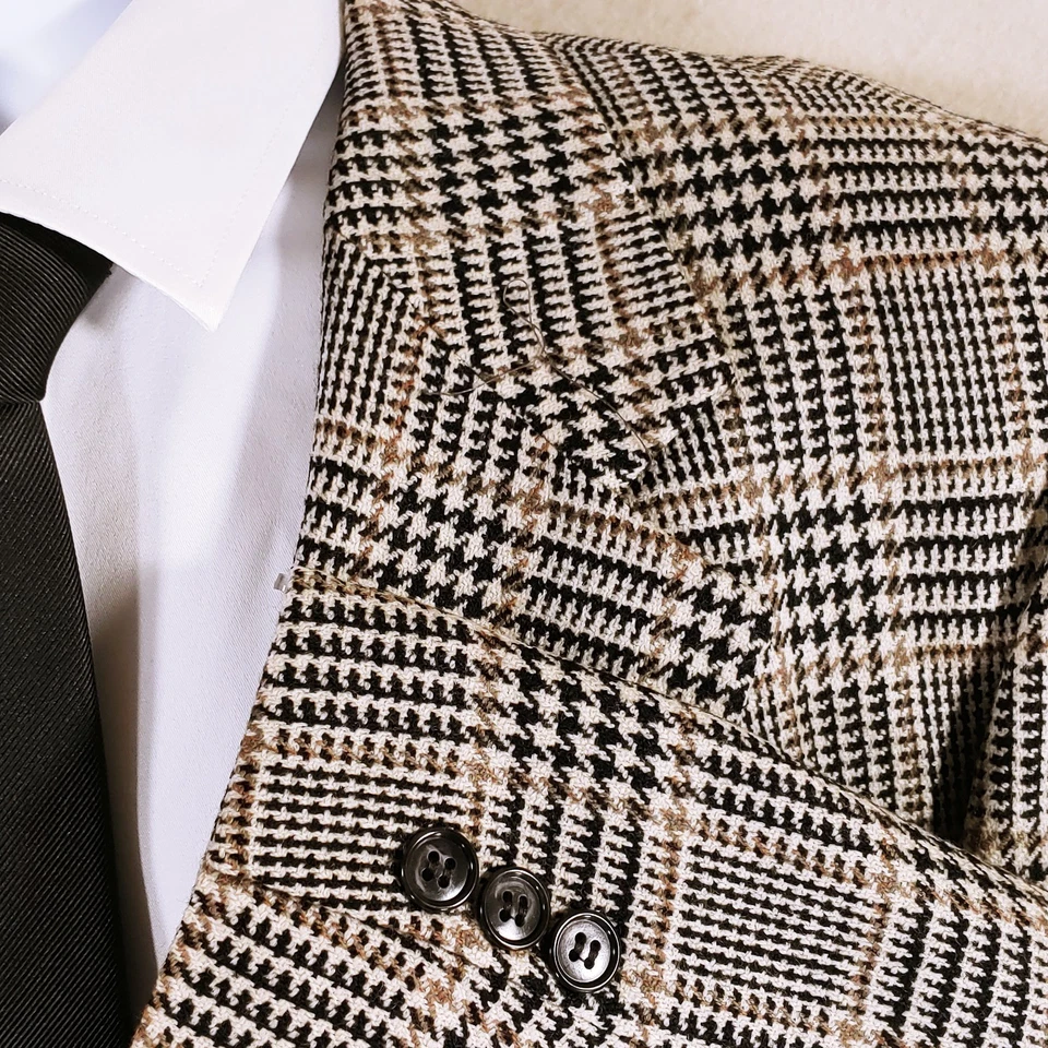 Abrigo deportivo Botany 500 para hombre 42R marrón lana geométrica Blazer chaqueta 2 Bttn 1 ventilación Foto 1 de 4