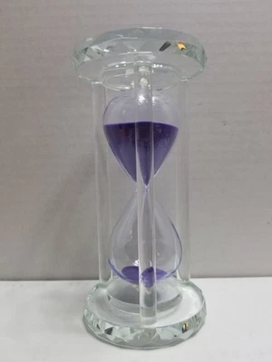 Reloj de arena de escritorio temporizador arena púrpura 6 1/2" vidrio acrílico cristal facetado 60 min Foto 1 de 4