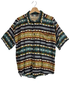 Maxx FM Mens Shirt Aztec Print Short Sleeve Button Down Size Medium 100% Rayon - Picture 1 of 5