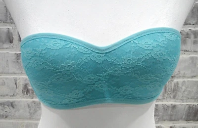 Bralette bandeau de encaje rosa Victoria's Secret talla pequeña sin tirantes verde Foto 1 de 4