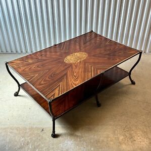 Mid Century French Bronze & Zebra Wood Coffee Table