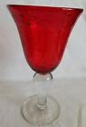 Vintage Artland Hand Blown Ruby Red 8.5” Water Goblets Bubble Glass 