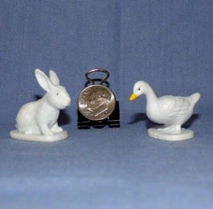 Miniature Dollhouse Farm Animal Rabbit Duck Figurine Plastic Toy White 1" Lot 2 - Picture 1 of 2