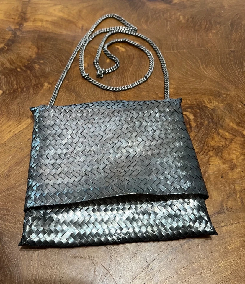 Cartera tejida a mano mexicana vintage PLATA ESTERLINA Foto 1 de 4