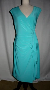 Black Label Evan Picon Dress Turquoise Faux Wrap Ruffle 10 - Picture 1 of 14