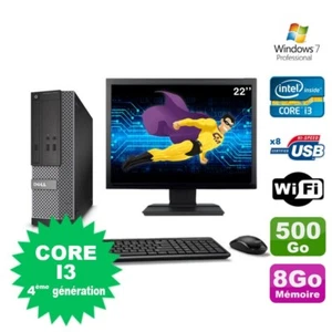 Pack PC Dell Optiplex 3020 SFF I3-4130 3.4GHz 8Go 500Go DVD Wifi W7+Schirm 22 " - Bild 1 von 4