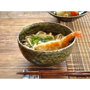 Japanese Mino Ware Deep Green Ceramic Bowl Ramen Soup Rice Bowl Dinner Kitchen - Picture 1 of 6