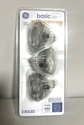 3 GE Basic 50W EQ 6W Soft White Dimmable LED Light Bulb Indoor Floodlight GU10 - Image 1 of 4