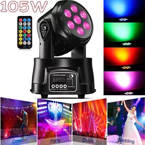 Beam Moving Head Stage Light 7LED 105W Strobe Wash Remote RGBW DMX Disco Party - Picture 1 of 14