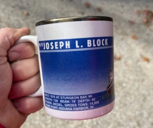 Rare Vintage Joseph L. Block Freighter Ship Boat Lake Michigan Coffee Mug - Picture 1 of 4