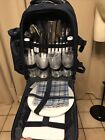 4 Person Picnic Backpack w/ Insulated Compartment to Keep Food Chilled NWT BLUE