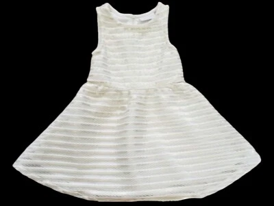Girls Sz 4 Dressy Dress, White and Gold, Textured  - Image 1 of 4
