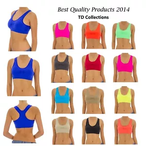Mujer Racerback Sports Bra Seamless Acolchado Workout Yoga Gym Wire Free One Size - Imagen 1 de 14
