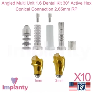 Kit dental 10 unidades múltiples en ángulo 1,6 30° conexión cónica hexagonal activa 2,65 mm RP - Imagen 1 de 23