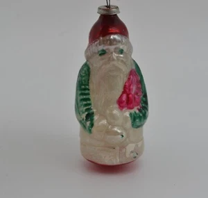 Adorno de Navidad vintage de vidrio soplado manga verde Papá Noel con árbol rojo - Imagen 1 de 6