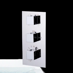 Válvula de control mezclador desviador de ducha de latón termostático cromado de 4 vías 3 asas - Imagen 1 de 7