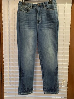 Soft Surroundings Denim With Embroidery 5-Pocket, Stretch, High Rise Size 8 — 第 1/4 张图片