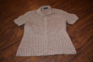 G0- Vintage Panther Plaid Short Sleeve Button Down Shirt - Picture 1 of 2