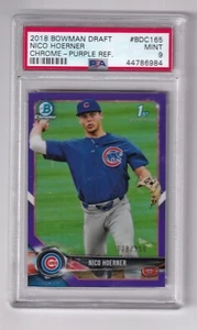 NICO HOERNER -- 2018 BOWMAN CHROME DRAFT -- PURPLE REFRACTOR -- PSA MINT 9 - Picture 1 of 1