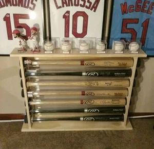 5 Bates - Estante de exhibición de bates de béisbol de pie libre de madera - Imagen 1 de 4