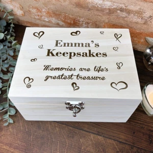 Hearts Birthday Memories Personalised Memory Box Chest Anniversary Gift - Picture 1 of 11