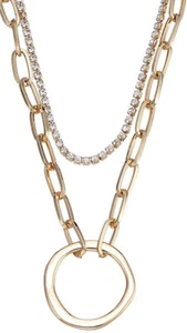 Layered Necklace for Women Gold 14K Gold Plated Dainty Chain Jewelry - Picture 1 of 6