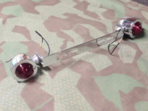 Knucklehead, Panhead, Single Contact Red Bullet Lights & License Plate Bar - Picture 1 of 2