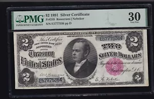US 1891 $2 "Windom" Silver Certificate FR 245 PMG 30 VF (536) - Picture 1 of 2