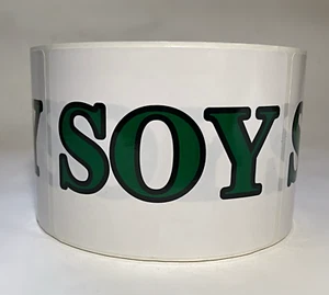 Weiße und grüne "Soja" Aufkleber 4"x3" -500 ct - Bild 1 von 1