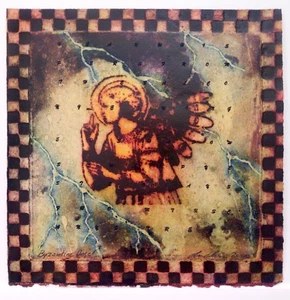 Dan M. Allison, " Byzantine Angel" 3 color colograph, 12"x 12" y. 2000 - Picture 1 of 3