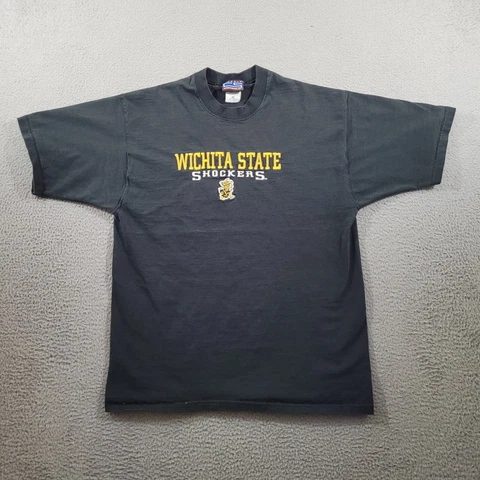 Vintage Wichita State Shockers Shirt Mens Large Black Crable Sportswear 90s Tee Cover