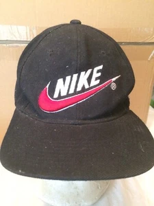 Used Vintage NIKE Team Sports Black Snapback Hat Cap -Swoosh Logo Snap- RN 56323 - Picture 1 of 12
