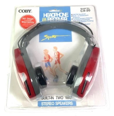 AM/FM Headphone Radio COBY Jogger Sports CX-20 RED Black  - Image 1 of 4