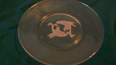 CLEAR GLASS SMALL SERVING PLATE WITH FROSTED DOLPHINS IN CENTER - Image 1 of 3