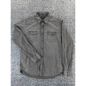 Lucky Brand Black Label Herren grau Classic Fit Denim Druckknopf Hemd M - Bild 1 von 11