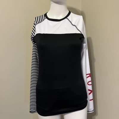 Camisa De Colección Roxy Quiksilver Rayas Manga Larga Surf Patín Talla S Negra Blanca Roja Foto 1 de 4