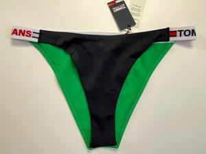 Tommy Hilfiger Cheeky Bikini Slip Tanga Size L NEW Women Swimwear Primary Green - Picture 1 of 5