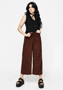 Disturbia Annabel Women's Size 12 Wide Leg Pants Rust Raven Print NWT Whimsigoth - Picture 1 of 10