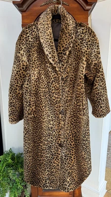 Abrigo de invierno de piel sintética de leopardo reversible talla mediana J. Percy para Marvin Richards Foto 1 de 4