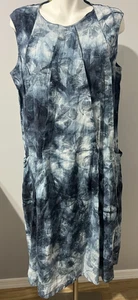 Enochian Women XL Midi Dress Blue Feels Like Linen Blend - Picture 1 of 7