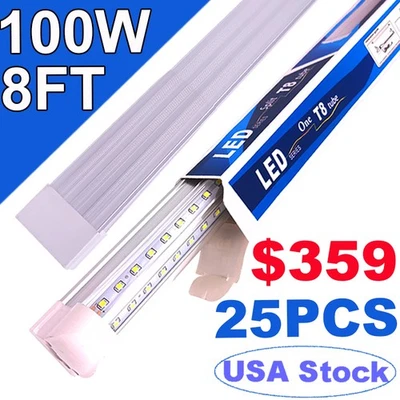 25 Pack T8 8FT Led Tube Light Bulbs 100W 8Foot Linkable Led Shop Light Fixtures - Image 1 of 4